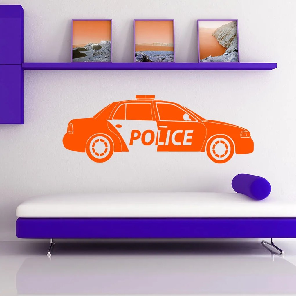 Veselá Stena Samolepka Policajné autíčko Farba: modrá, Veľkosť: 100 x 32 cm