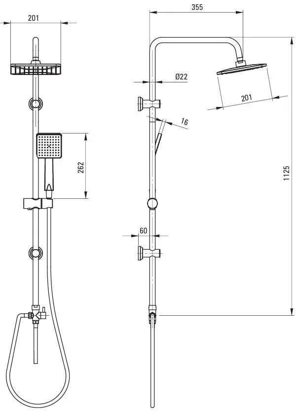 Deante Dear Boro, sprchová súprava s pákovou sprchovou batériou, čierna matná, DEA-NERZN10M