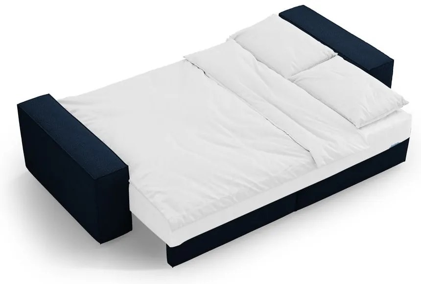 Tmavomodrá rozkladacia pohovka z textílie bouclé 247 cm Jodie – Micadoni Home