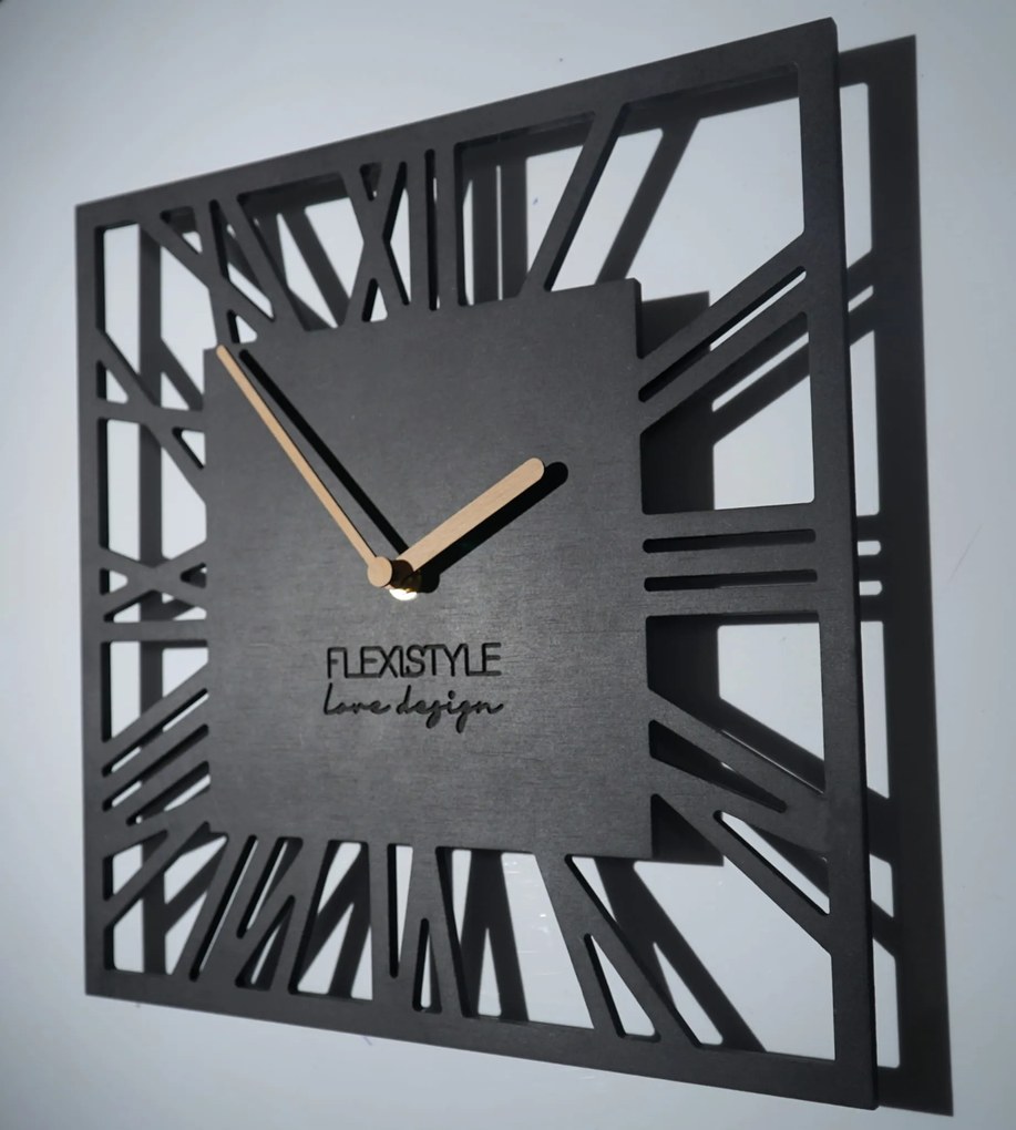 Dekorstudio Moderné drevené hodiny EKO Loft Piccolo štvorcové čierne