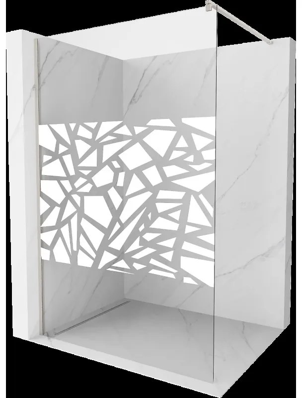 Mexen Kioto sprchová stena Walk-in 100 x 200 cm, biely vzor 8 mm, brúsený nikl - 800-100-101-97-85