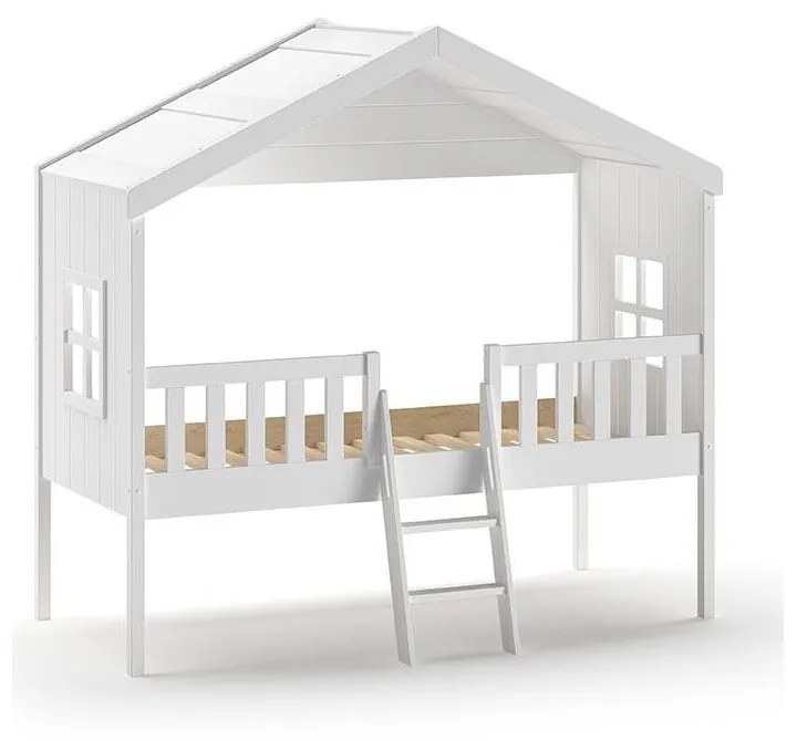 Biela domčeková vyvýšená detská posteľ 90x200 cm Housebed – Vipack
