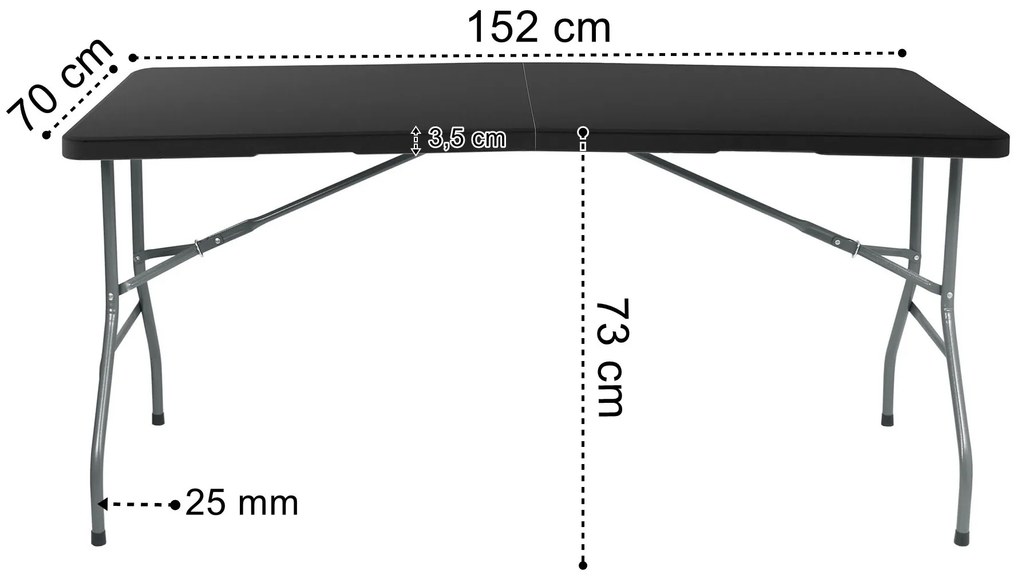 Skládací cateringový stůl RICO 152 cm černý