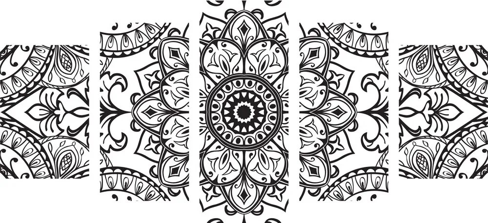5-dielny obraz čiernobiely ornament
