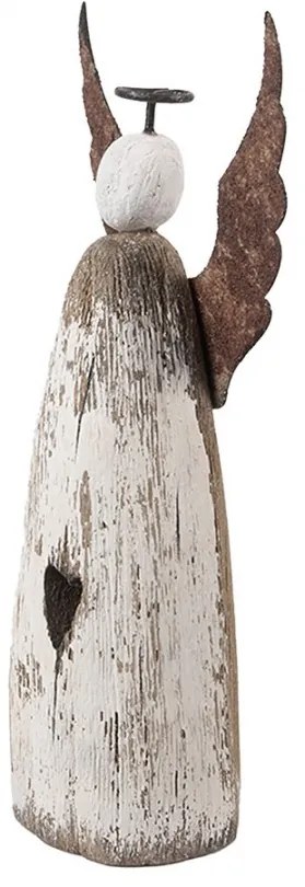 Dekorácia drevená figúrka anjel so srdiečkom Angel Rustic M - 9*14*18 cm