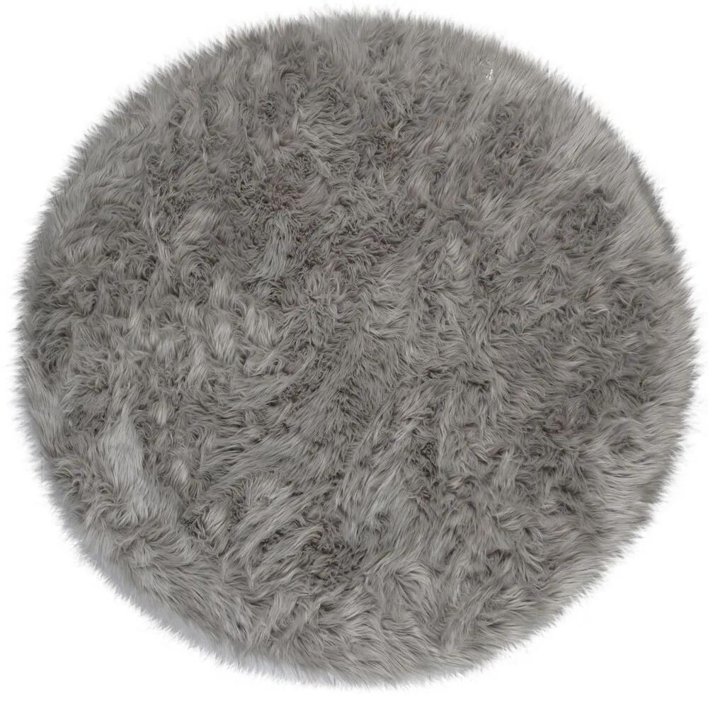 Flair Rugs koberce AKCIA: 120x120 (průměr) kruh cm Kusový koberec Faux Fur Sheepskin Grey kruh - 120x120 (priemer) kruh cm