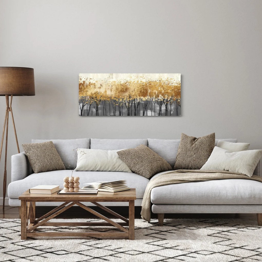 Obraz - Zlaté stromy (120x50 cm)