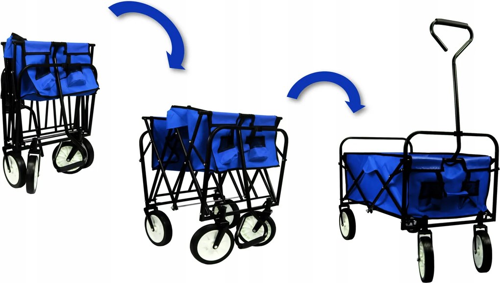 CH Modrý skladací záhradný vozík Loca