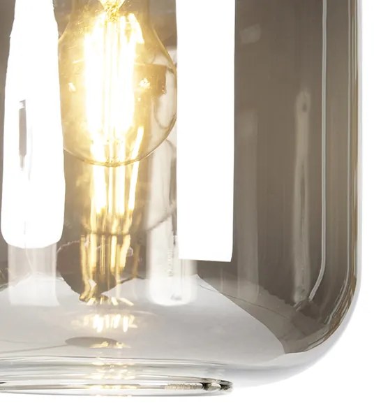 Dizajnová stojaca lampa čierna so zlatom a dymovým sklom - Zuzanna