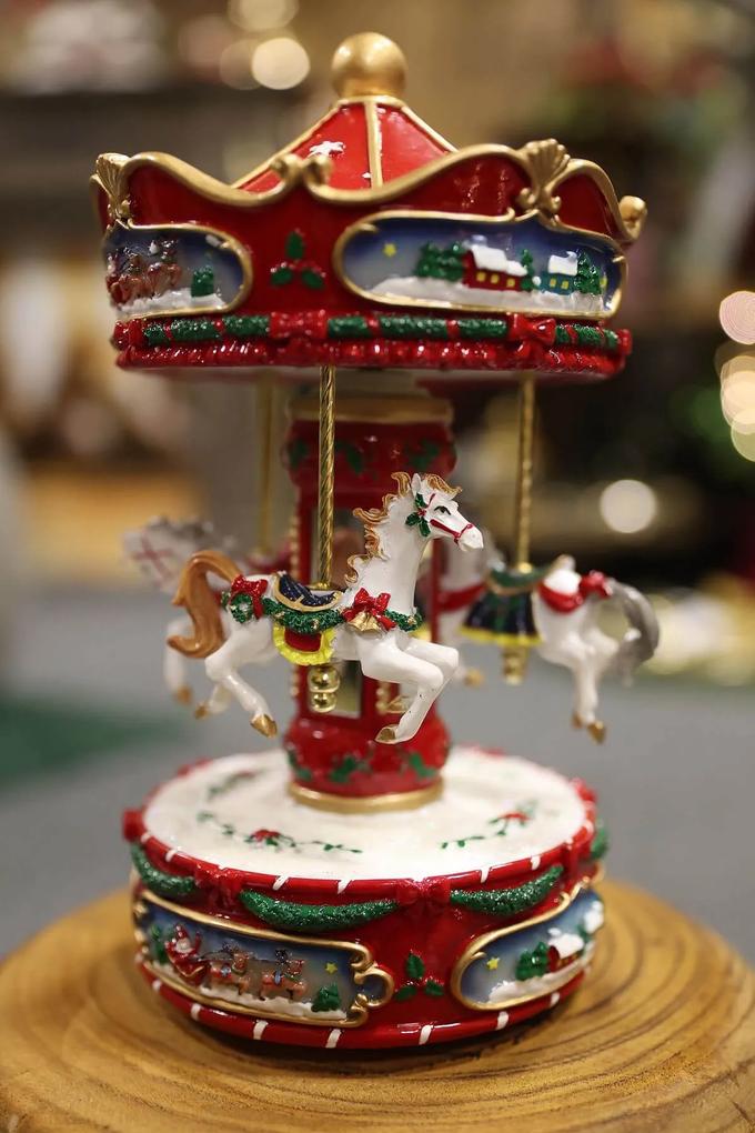 Klasik vianočný pohyblivý hrací kolotoč 24cm