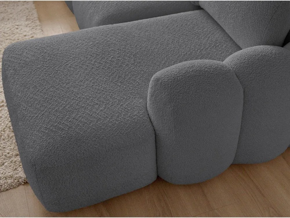 Sivá rozkladacia/s úložným priestorom rohová pohovka z textílie buklé (pravý roh/s leňoškou) Montaigne – Bobochic Paris