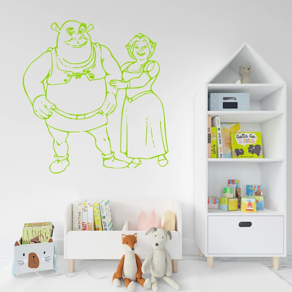 Veselá Stena Samolepka na stenu na stenu Shrek a Fiona Farba: černá