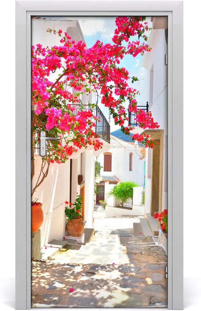 Fototapeta samolepiace na dvere  gréckej uličky
