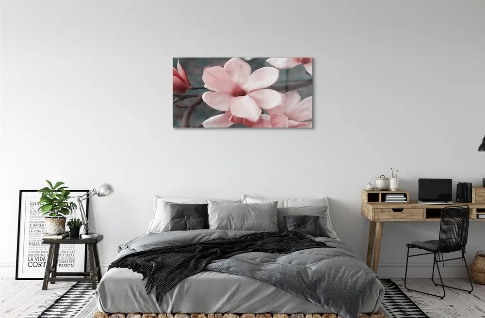 Sklenený obraz ružové kvety 100x50 cm