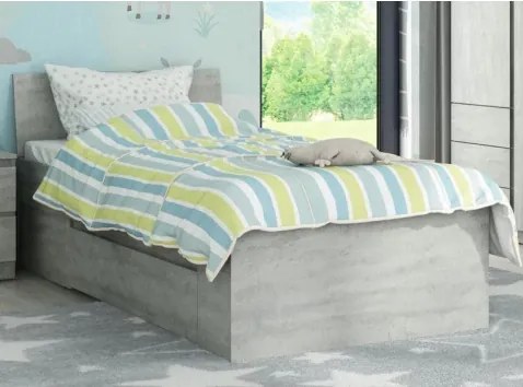 Posteľ so zásuvkami Carlos 90x200, šedý betón%
