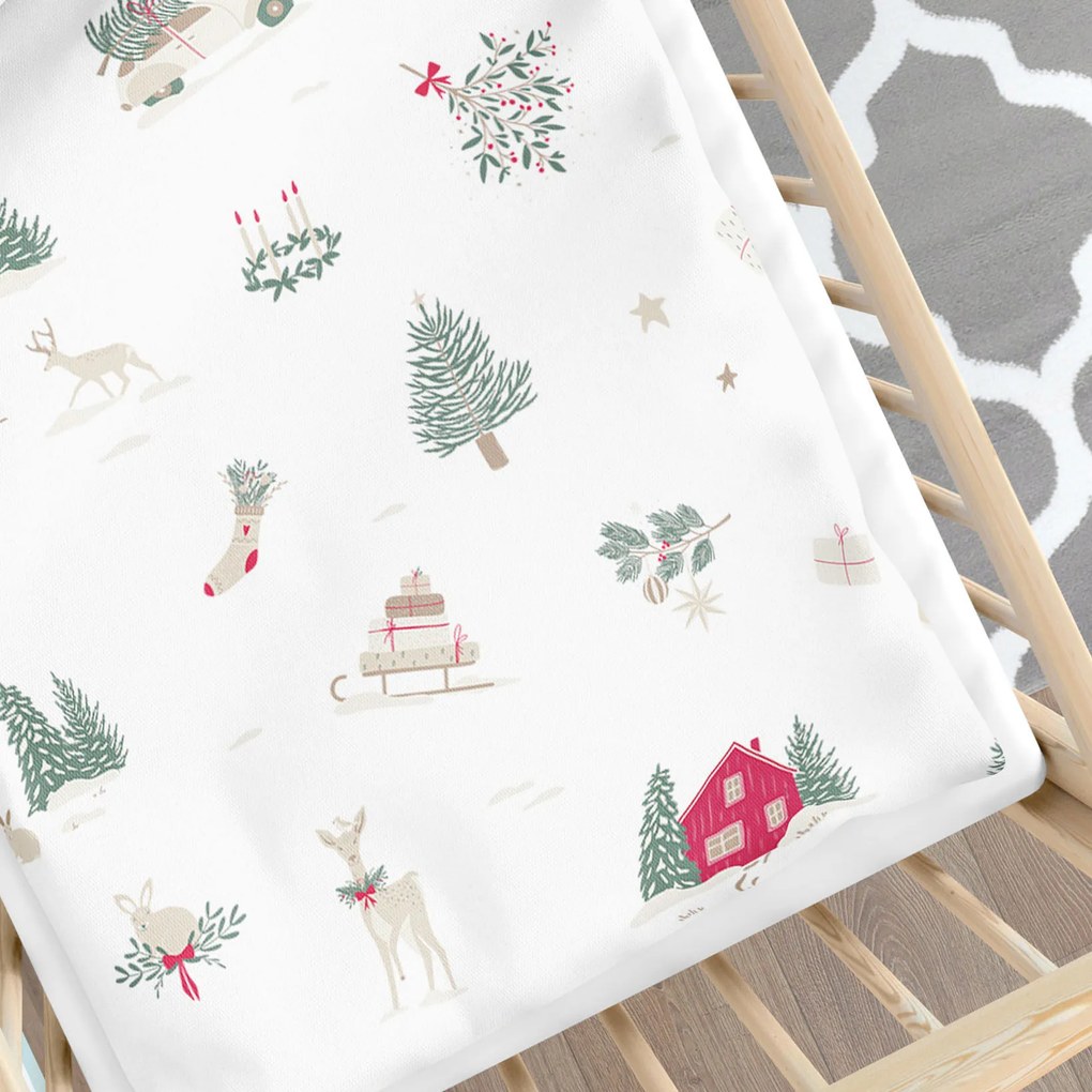 Goldea vianočné bavlnené obliečky do detské postieľky - tradičné vianoce 90 x 130 a 40 x 60 cm