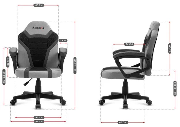 Detská herná stolička Ranger - 1.0 sivá mesh