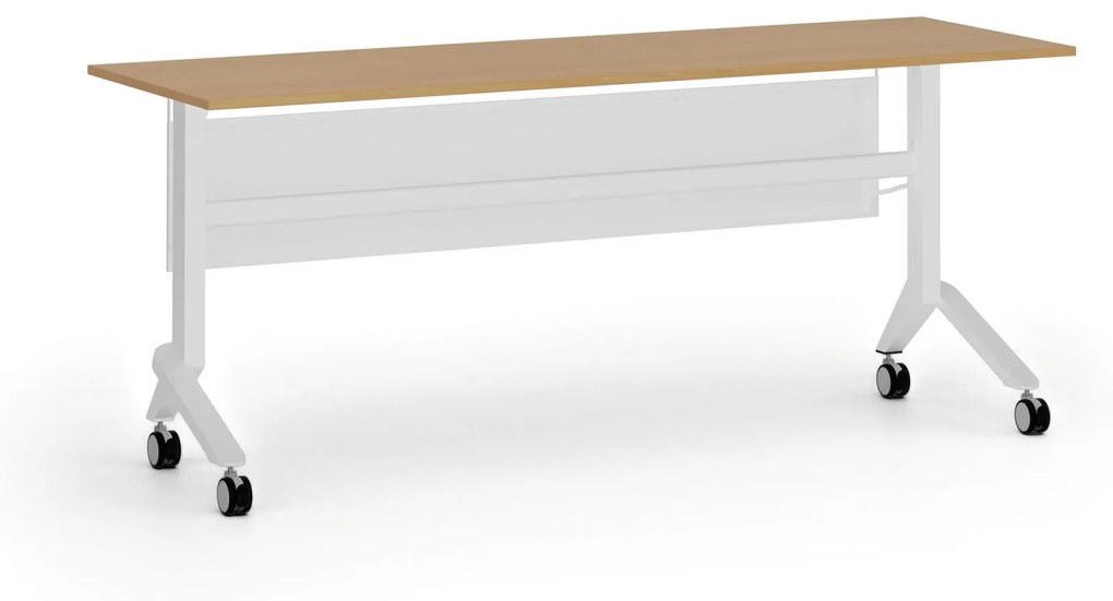 Mobilný stôl PRIMO MOVE, 1800 x 600 mm, biela podnož, buk