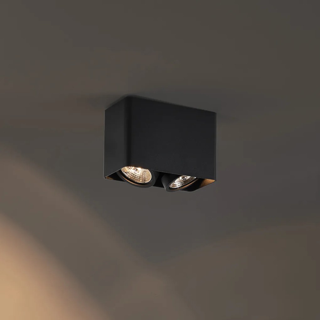 Dizajnový prisadený reflektor čierny GU10 70 mm 2-svetelný otočný a naklápací - Vox