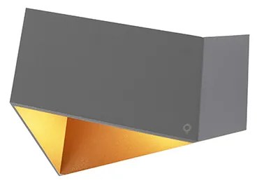 Nástenná lampa Fold sivá s meďou