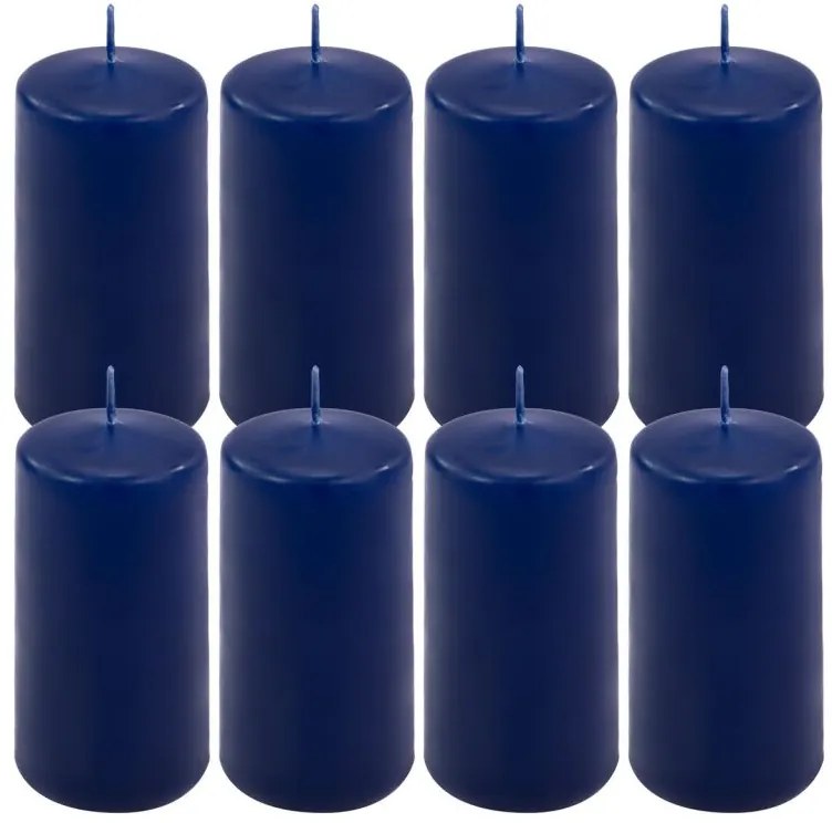 Modrá parafínová sviečka 10 cm, 20 h horenia, sada 8 ks
