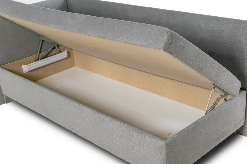 Posteľ Leo s čelami, 200x90, Ľavá, sivá (a55, 90cm, deska/ella, noha e)