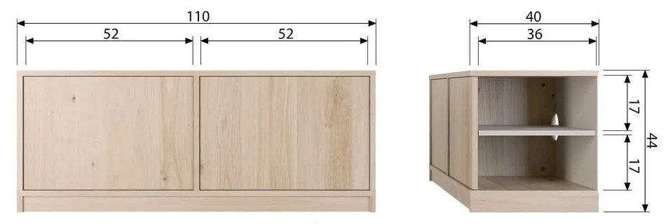 Modulárny TV stolík v dekore duba v prírodnej farbe 110x44 cm Modulair – vtwonen
