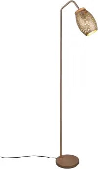 Stojacia lampa Bidar, medený kov/drevo%