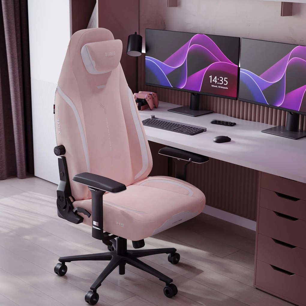 Herné kreslo Normal Size v čierno-ružovej farbe: Diablo X-Eye Prime Akira Pink
