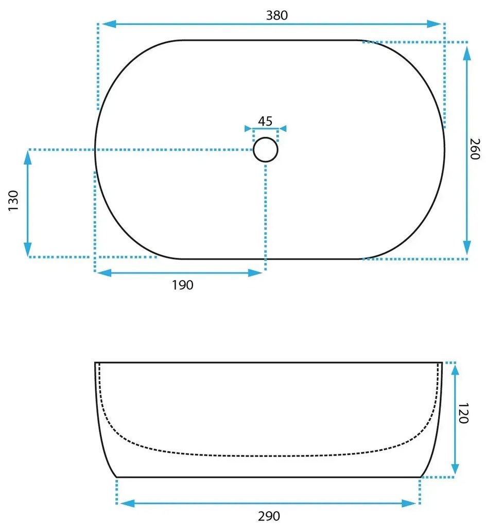 Rea Amelia Mini STONE MATT, umývadlo na dosku 380x260x130 mm, šedá-imitácia kameňa, REA-U9109