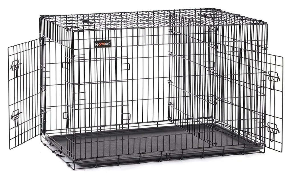 FEANDREA Klietka pre psa FEANDREA, prepravka pre psa s 2 dvierkami, 122 x 74,5 x 80,5 cm, čierna PPD48BK
