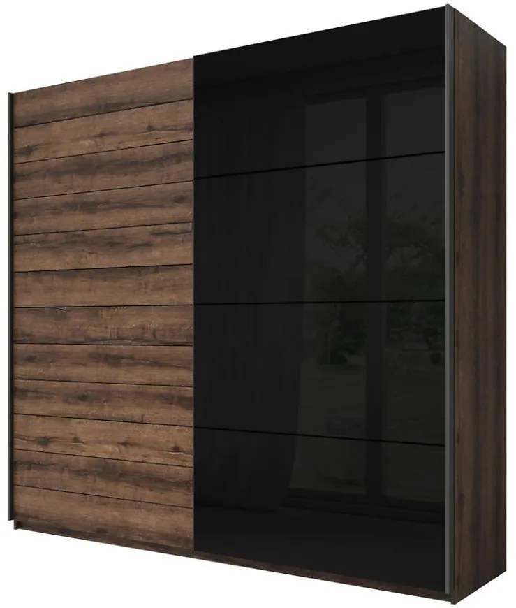 Skriňa Galaxy 68 dub monastery/čierne sklo