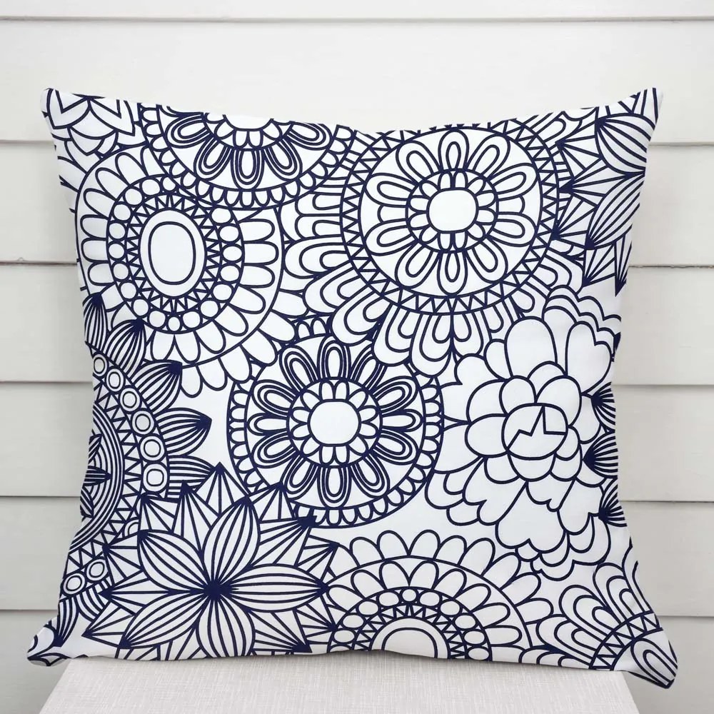 Biante Bavlnená obliečka na vankúš Sandra SA-274 Tmavo modré mandaly na bielom 50 x 60 cm