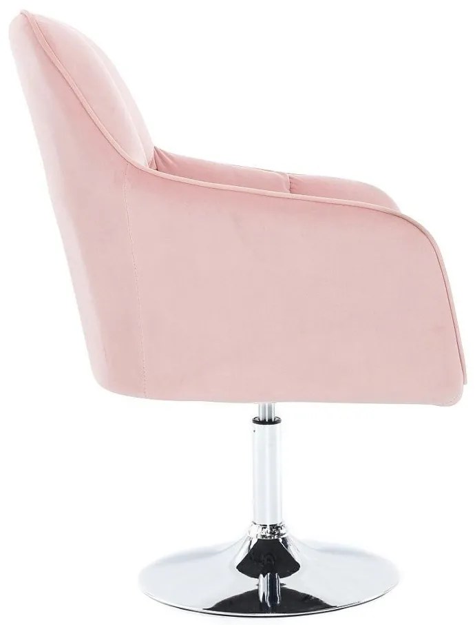 LuxuryForm DESIGN Kreslo AMALFI VELUR na striebornom tanieri - ružové