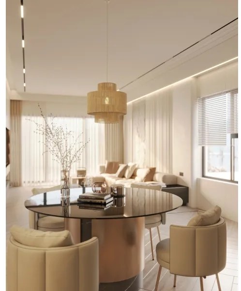 MAXLIGHT P0586 - Luster na lanku LABRIZ 1xE27/15W/230V pr. 35 cm béžová