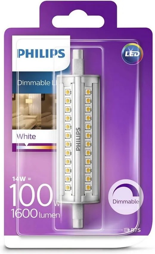 Philips LED Stmievateľná žiarovka Philips R7s/14W/230V 3000K 118mm P2423