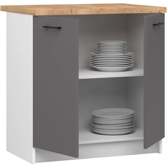 Spodná kuchynská skrinka s doskou OLIWIA S80 biela / grafitová / sivá
