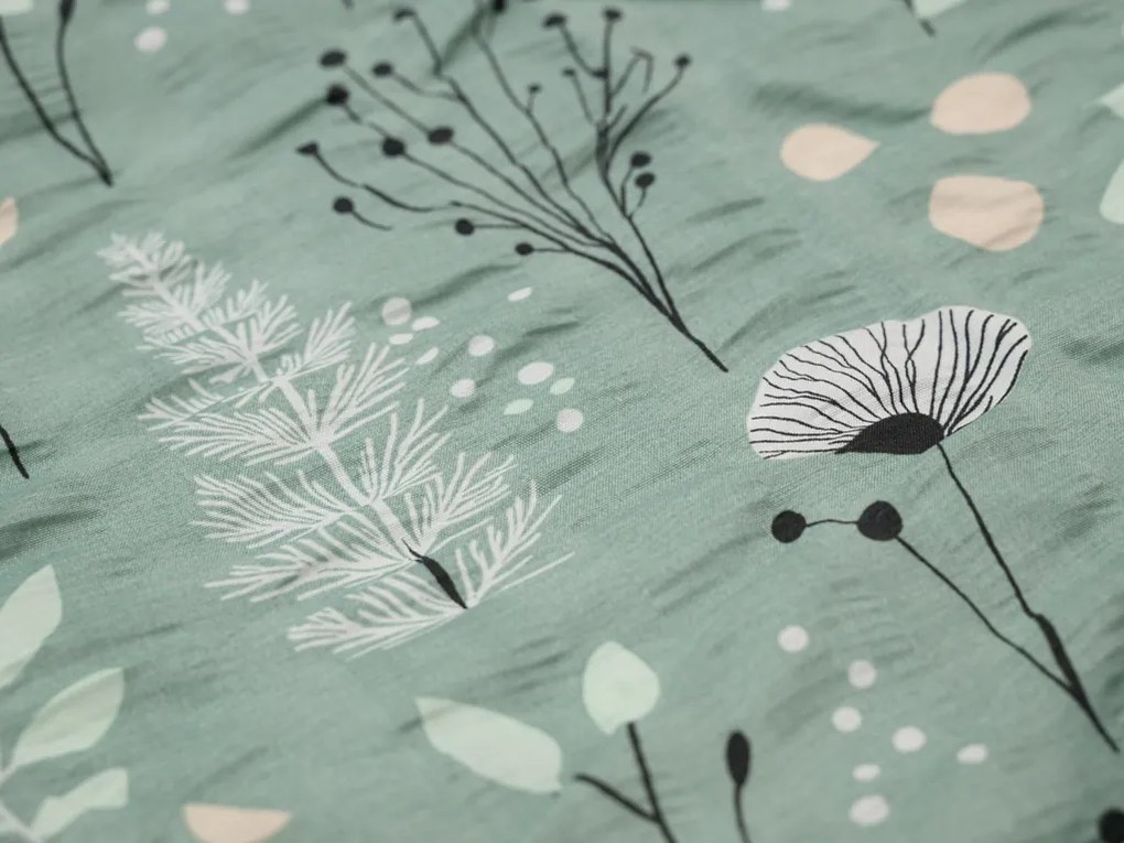 Krepové obliečky WILD FLOWERS mentolové Rozmer obliečky: 70 x 90 cm | 140 x 200 cm