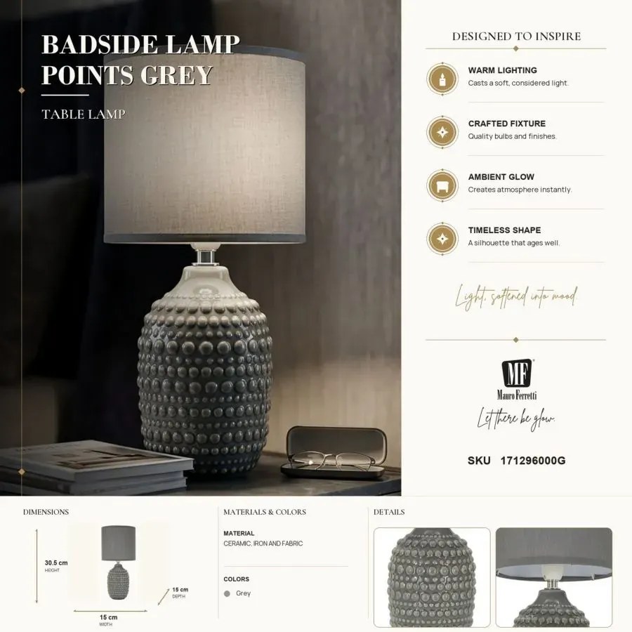 Stolná lampa Points 30,5 cm sivá