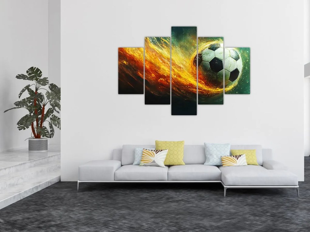 Obraz - Futbalová lopta v lete (150x105 cm)