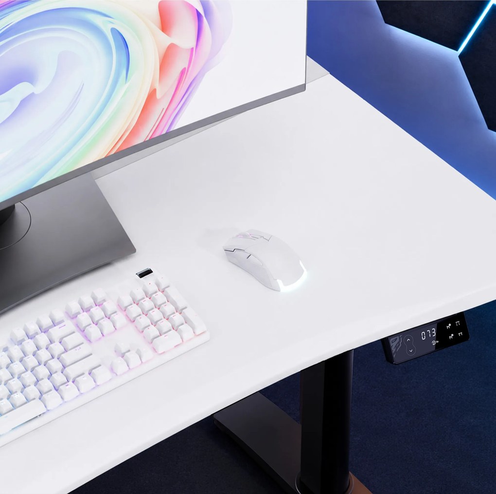 Elektrický herný stôl RGB s držiakmi, bielo-čierny, 140 cm: Diablo X-Forge 1400