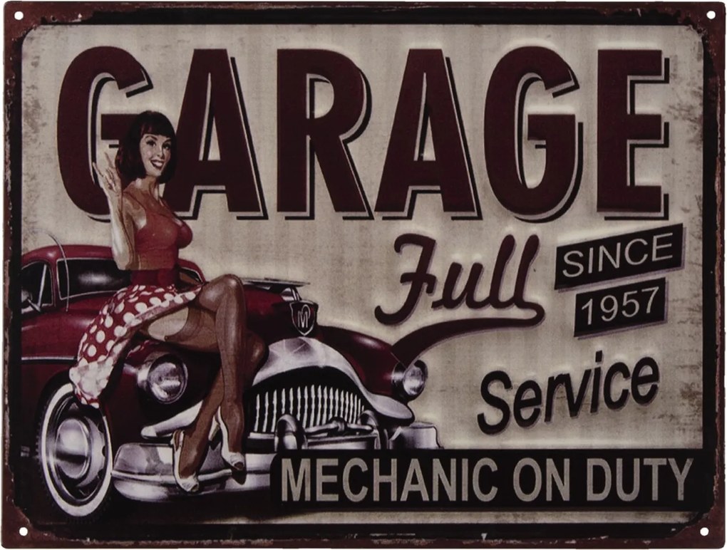 Nástenná kovová ceduľa Garage Full - 33 * 25 cm