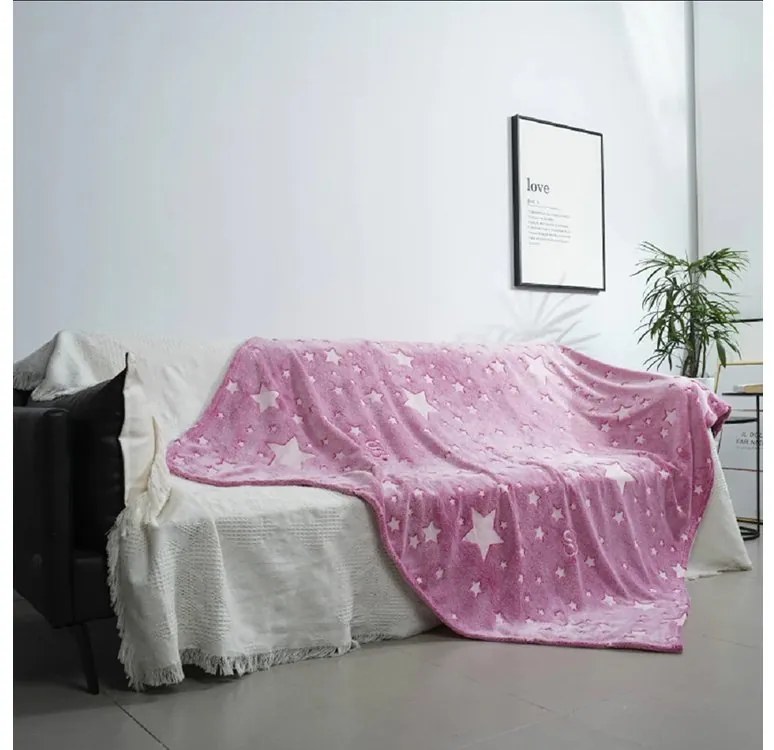 Verk Svietiaca deka Soft Dreams Stars, 150 x 200 cm ružová