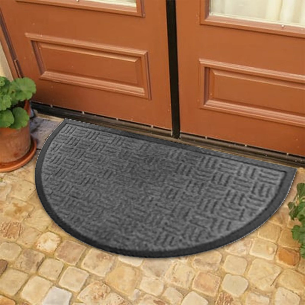 Home Elements Rohožka gumová půlkruh - šedá 45 x 75 cm