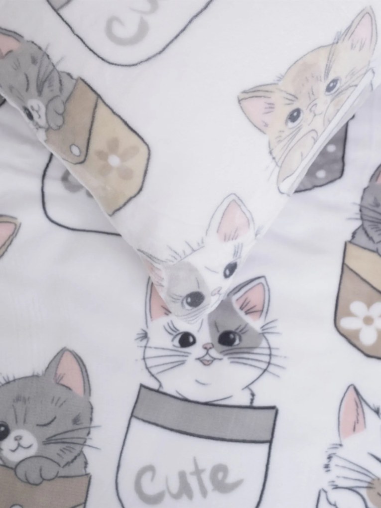 Obliečky mikroplyš do postieľky Exclusive – Mačičky vo vrecku