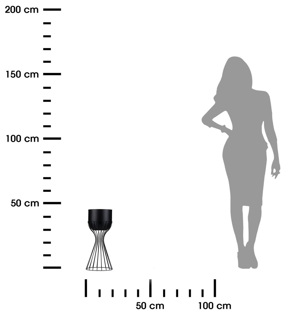 KOVOVÝ KVETINÁČ SO STOJANOM GLAM 46X20 CM ČIERNA/ZLATÁ