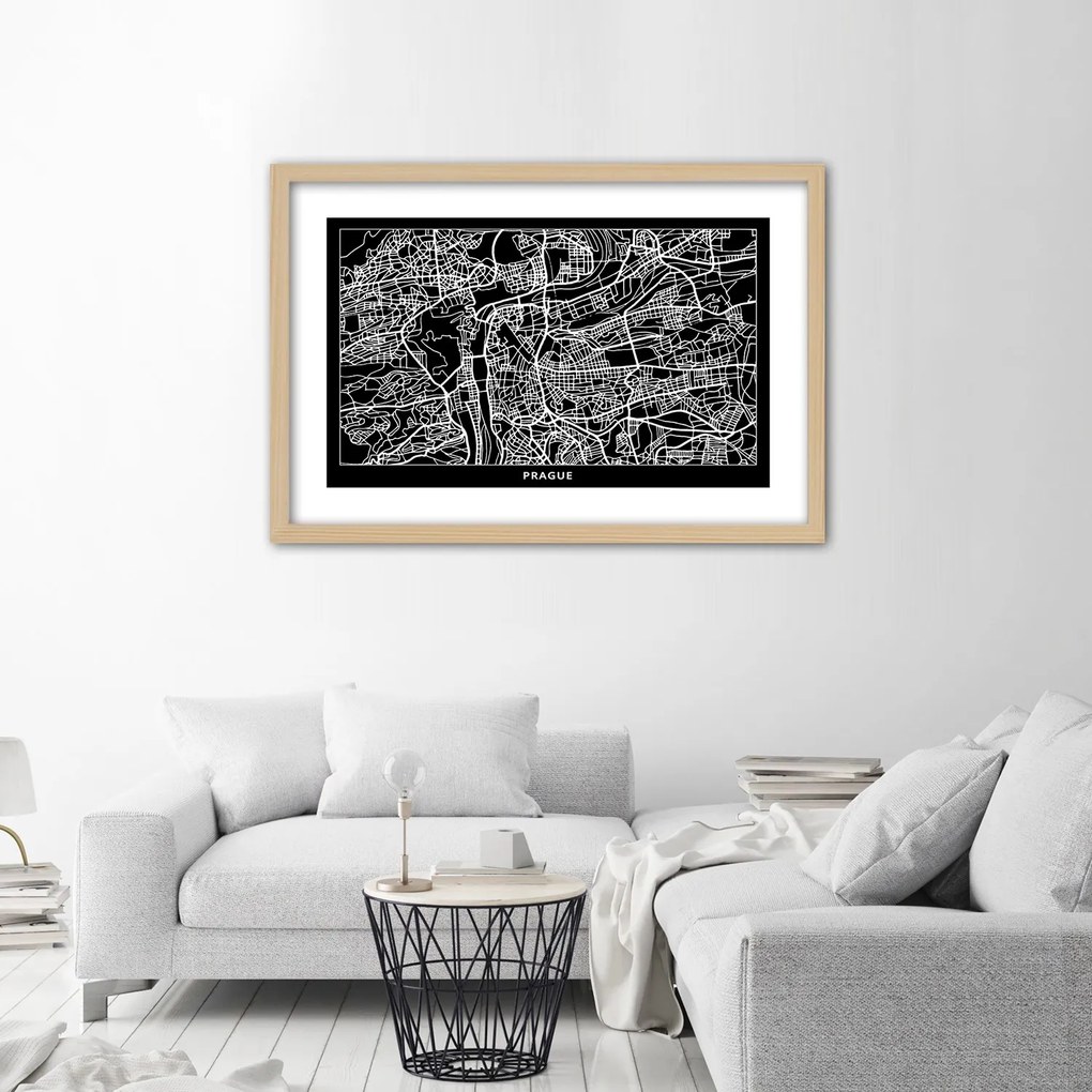 Gario Plagát City plan Prague Farba rámu: Bez rámu, Rozmery: 90 x 60 cm