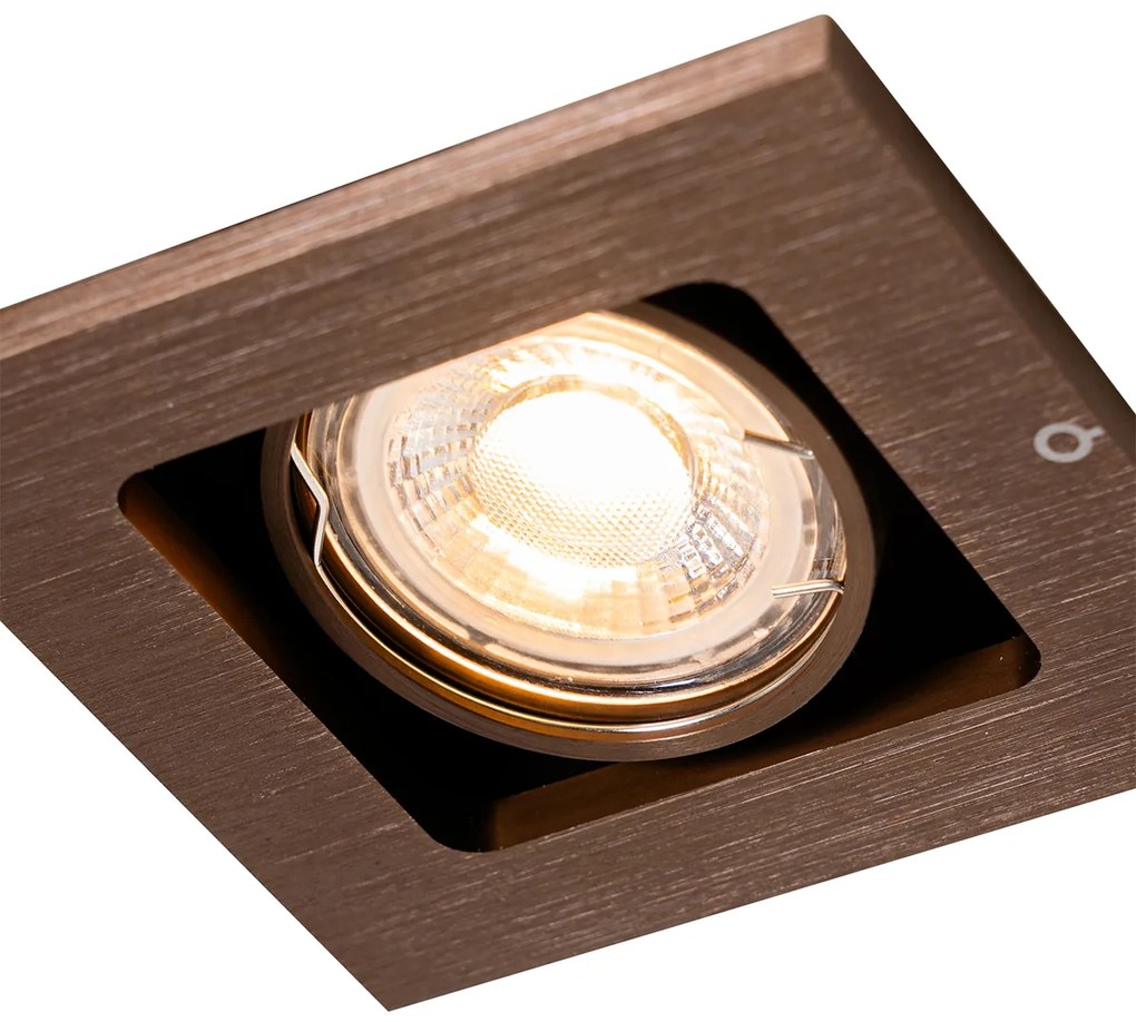 Inteligentné zapustené bodové svietidlo tmavý bronz, naklápacie a otočné, vrátane Wifi GU10 50mm - Qure