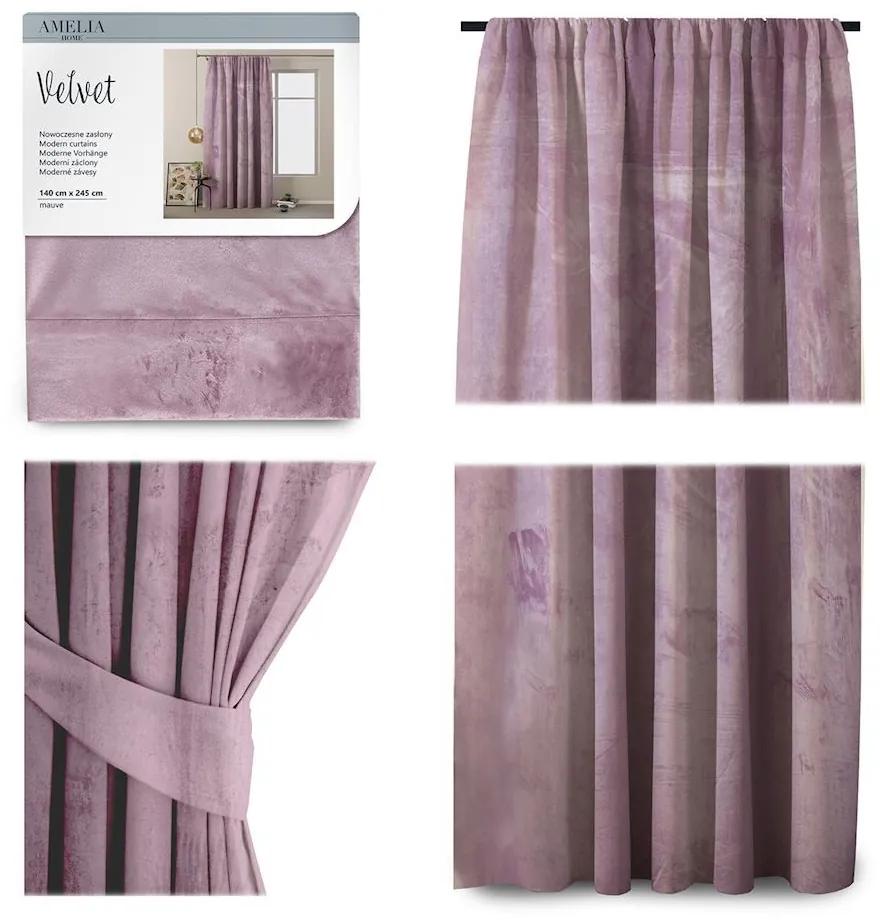 Záves AmeliaHome Velvet 140x245 cm fialová/ružová