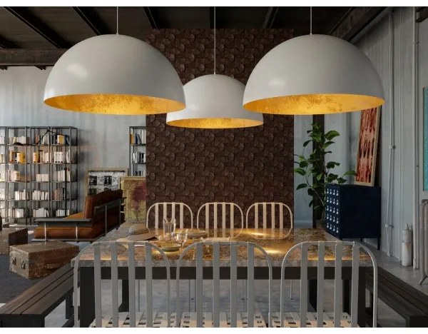 Luster na lanku SFERA 1xE27/60W/230V pr. 50 cm šedá/zlatá